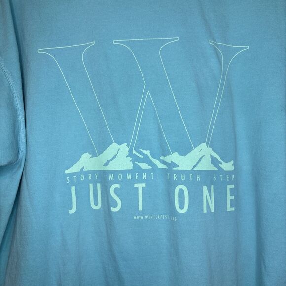 Comfort Colors Large Just One Winterfest Graphic Tee Blue Short Sleeve Cotton - Picture 2 of 5